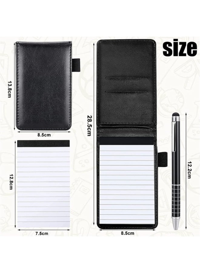 Mini Pocket Notepad Set, 14 x 9 CM Pocket Notepad Holder with Metal Pen, 50 Lined Sheets, Notepad for Business Professionals (Black+5 Pcs Memo Book Refills) - Image 5