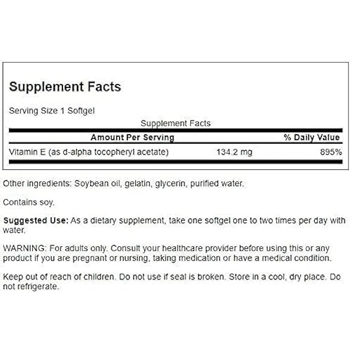 Swanson Natural Vitamin E - Natural Supplement Supporting Heart Health & Tissue Protection - Essential Nutrient Promoting Overall Health & Wellness - (100 Softgels, 200IU Each) - Image 2