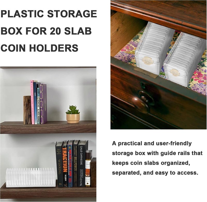 A.I.FORCE Plastic Coin Slab Storage Box – 20-Slot Coin Holder Organizer Case Fits for PCGS NGC PMG PCCB Slabs, Secure Coin Collection Box for Collectors, Home, Office, Bank Use (Box Only, Clear) - Image 5