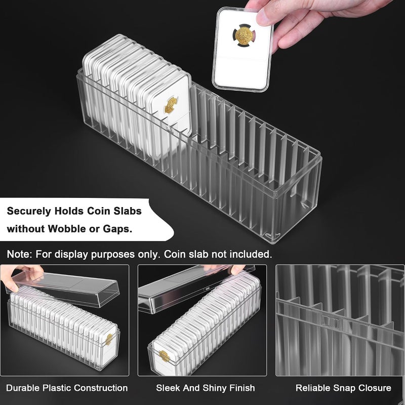 A.I.FORCE Plastic Coin Slab Storage Box – 20-Slot Coin Holder Organizer Case Fits for PCGS NGC PMG PCCB Slabs, Secure Coin Collection Box for Collectors, Home, Office, Bank Use (Box Only, Clear) - Image 3