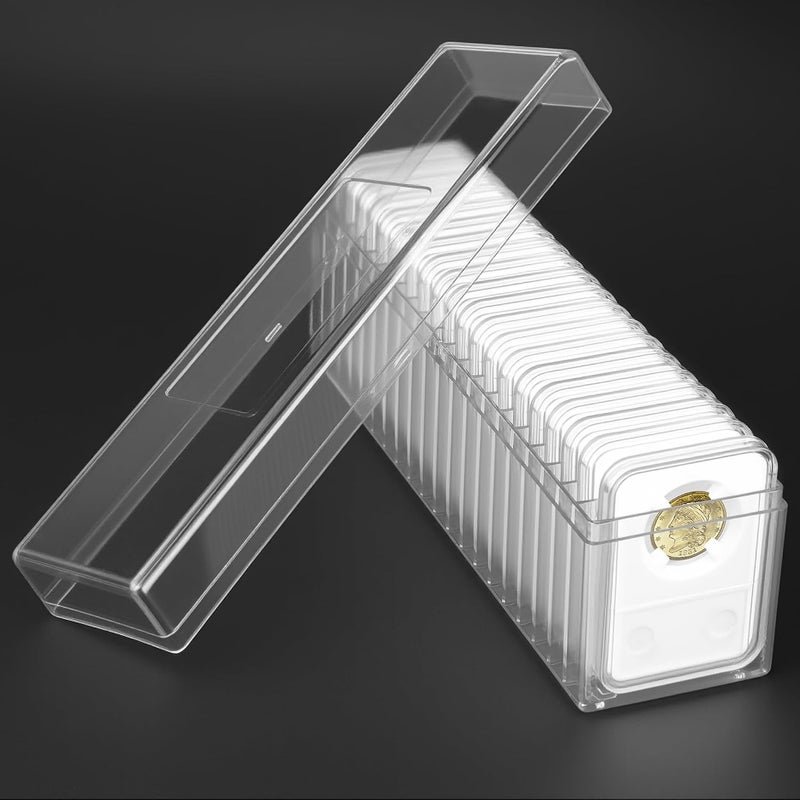 A.I.FORCE Plastic Coin Slab Storage Box – 20-Slot Coin Holder Organizer Case Fits for PCGS NGC PMG PCCB Slabs, Secure Coin Collection Box for Collectors, Home, Office, Bank Use (Box Only, Clear) - Image 2