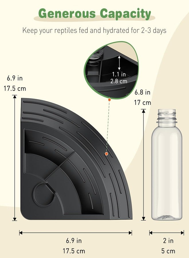 باوفلي وعاء ماء للزواحف من باوفلاي، وعاء ماء للسلاحف، وعاء ماء للتنين الملتحي، مغذي طعام للزواحف، موزع مياه أوتوماتيكي، ملحقات تغذية للسلاحف، والوزغ، والسحالي، والحرباء، أسود - Image 2