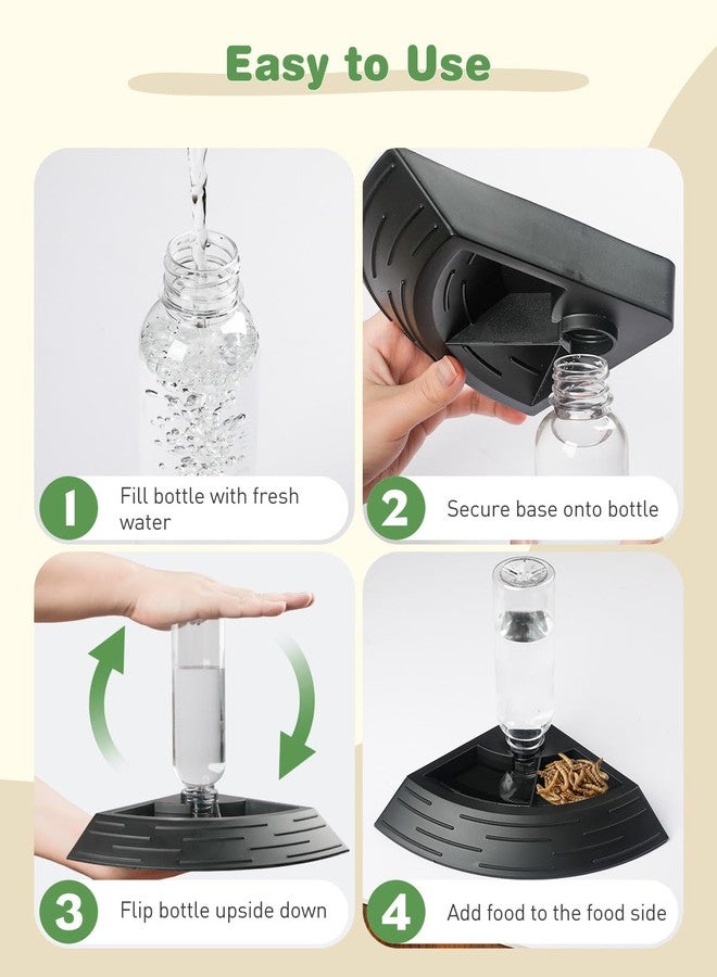 باوفلي وعاء ماء للزواحف من باوفلاي، وعاء ماء للسلاحف، وعاء ماء للتنين الملتحي، مغذي طعام للزواحف، موزع مياه أوتوماتيكي، ملحقات تغذية للسلاحف، والوزغ، والسحالي، والحرباء، أسود - Image 3