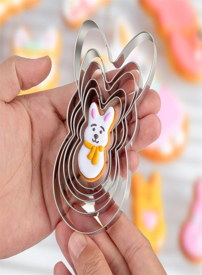 BOBIPRO Easter Bunny Cookie Cutter Set, 5 Pieces Easter Bunny Rabbite Cookie Cutter Set for Kids,Stainless Steel Easter Cookie Biscuit Cutter Shapes Holiday Themed Party Supplies - Image 3