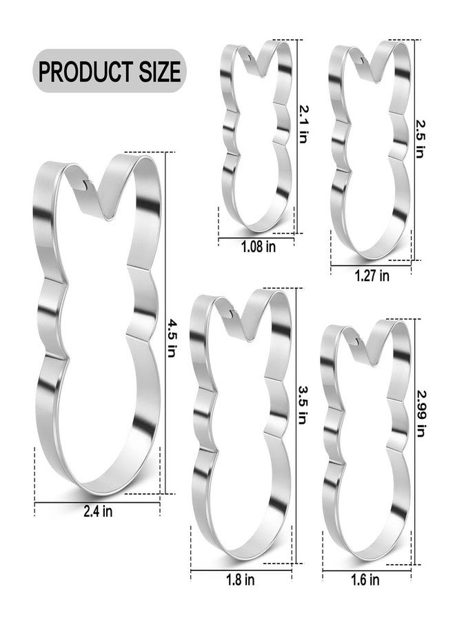 BOBIPRO Easter Bunny Cookie Cutter Set, 5 Pieces Easter Bunny Rabbite Cookie Cutter Set for Kids,Stainless Steel Easter Cookie Biscuit Cutter Shapes Holiday Themed Party Supplies - Image 2