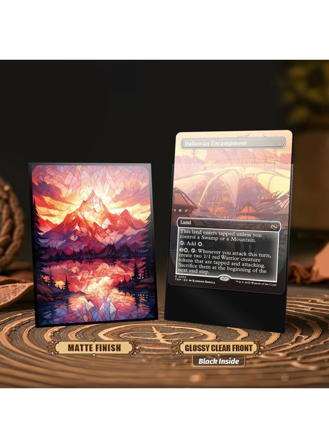 Kiiransr MTG Card Sleeves -Stained Glass Mountain- Ultra Clear Front & Matte Finish Back, 100 Count Standard Size TCG Sleeves, Matte Art Sleeves for Magic The Gathering - Image 3