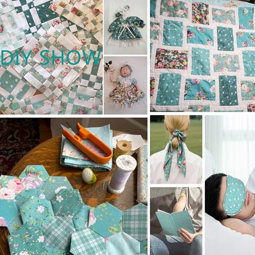 Hanjunzhao Green Fat Quarters Fabric Bundles, Precut Quilt Sewing Quilting Fabric, 18 x 22 inches (Green Floral) - Image 3