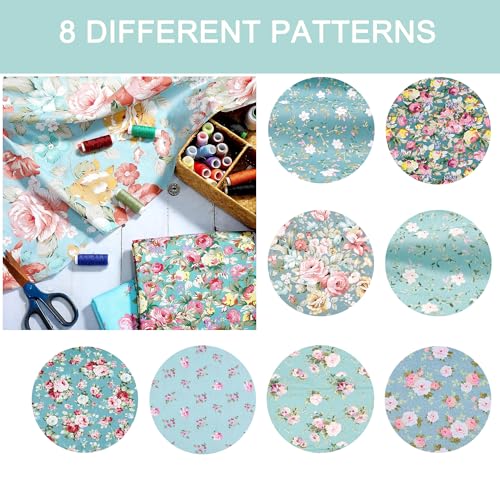 Hanjunzhao Green Fat Quarters Fabric Bundles, Precut Quilt Sewing Quilting Fabric, 18 x 22 inches (Green Floral) - Image 2