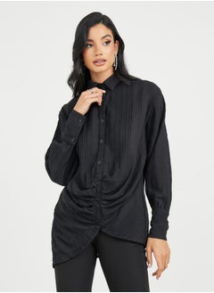 Braid Textured Ruched Detail Longline Tunic Shirt - pzsku/ZDD440DF1B3336C0CB43DZ/45/_/1708020770/bffd78f9-4b88-46ef-b97b-073a26c27613