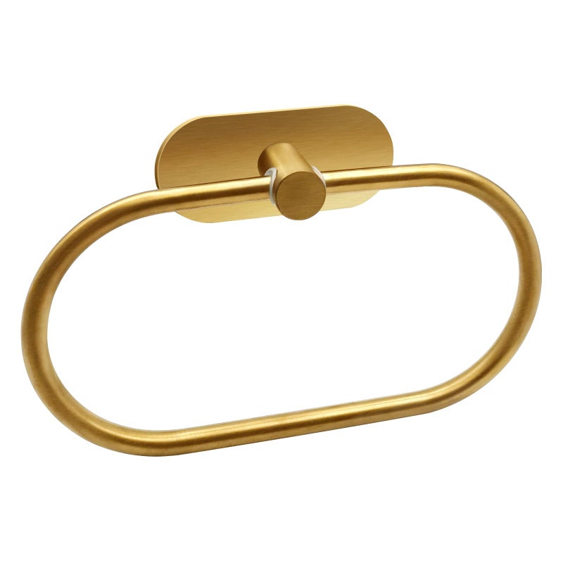 XHKDSYMC Self Adhesive Towel Ring Brushed Gold Adhesive Hand Towel Holder Stainless Steel Oval Hand Towel Ring No Drilling Modern Hand Towel Hanger for Bathroom Kitchen Accessories - Image 2