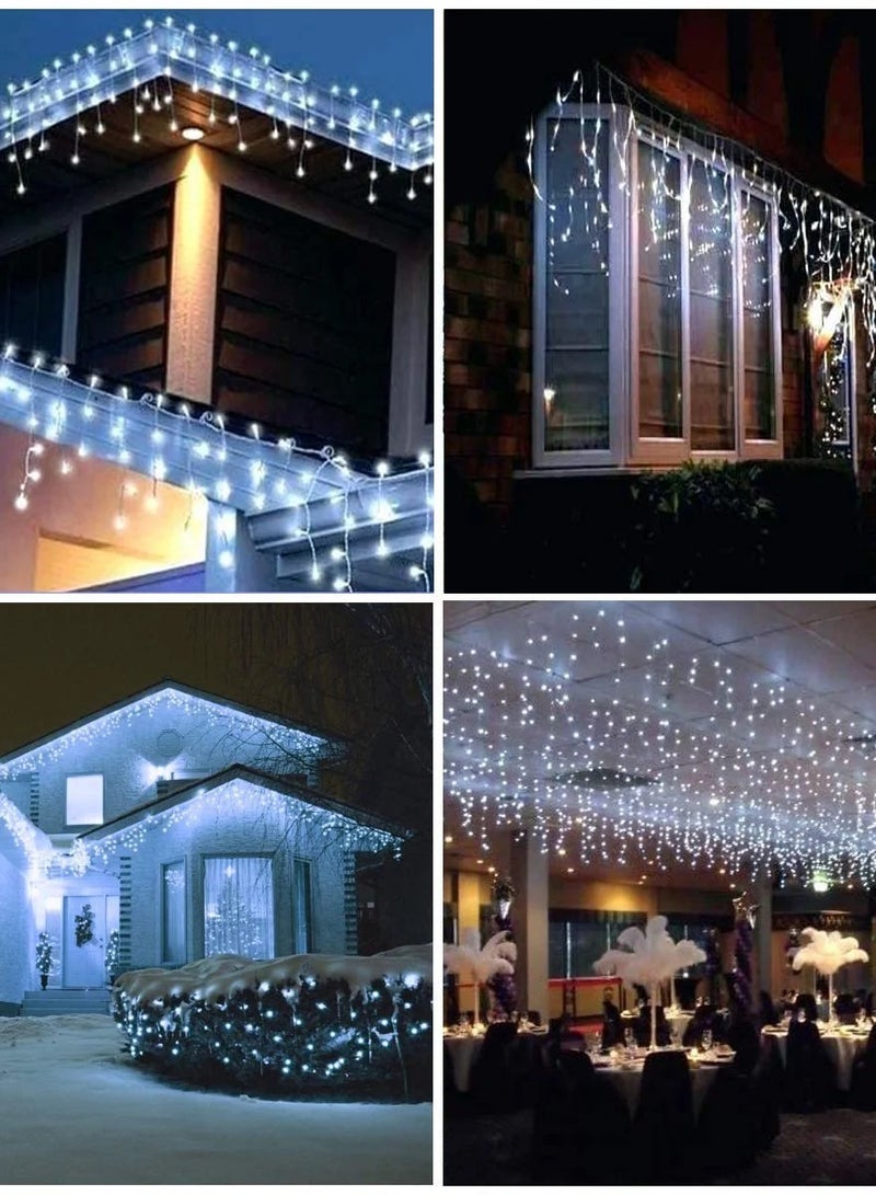يوويل 16 متر 250 أضواء LED سلسلة أضواء الديكور ضوء أبيض بارد 8 أوضاع LED ضوء سلك واضح لديكورات المنزل أضواء رمضان ديكور داخلي وخارجي ديكور رمضان ضوء ديوالي أضواء الستار مع 3 دبوس المملكة المتحدة التوصيل - Image 4