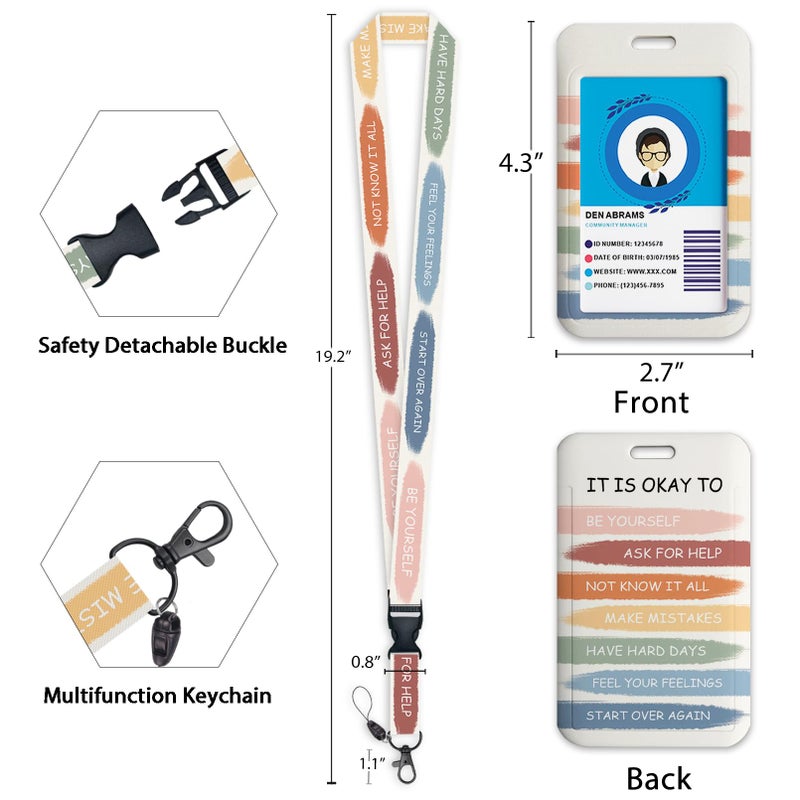 Giancomics Inspirational Quote Lanyards for Id Badges, Cute ID Badge Holder with Lanyard Badge Reel Retractable, Teacher Lanyard with ID Holder Keychain Clip Name Tag ID Card Holder for Women Gift - Image 4
