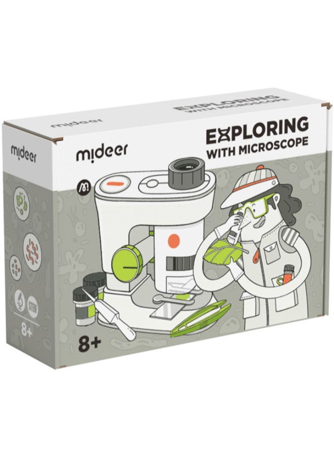 MiDeer مجموعة المجهر الأولى للأطفال | مجموعة العلوم للمبتدئين مع تكبير 160x، شرائح وإكسسوارات | لعبة STEM تعليمية مع ضوء LED | مجهر محمول للاستكشاف والاكتشاف - Image 3