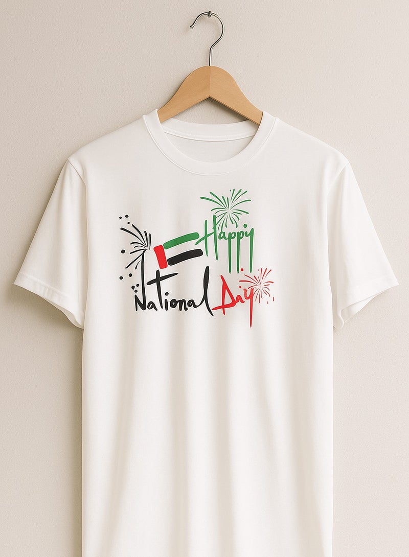 Happy National Day UAE T-Shirt – Fireworks & Flag Celebration Design  Patriotic Tee for Men - Image 2