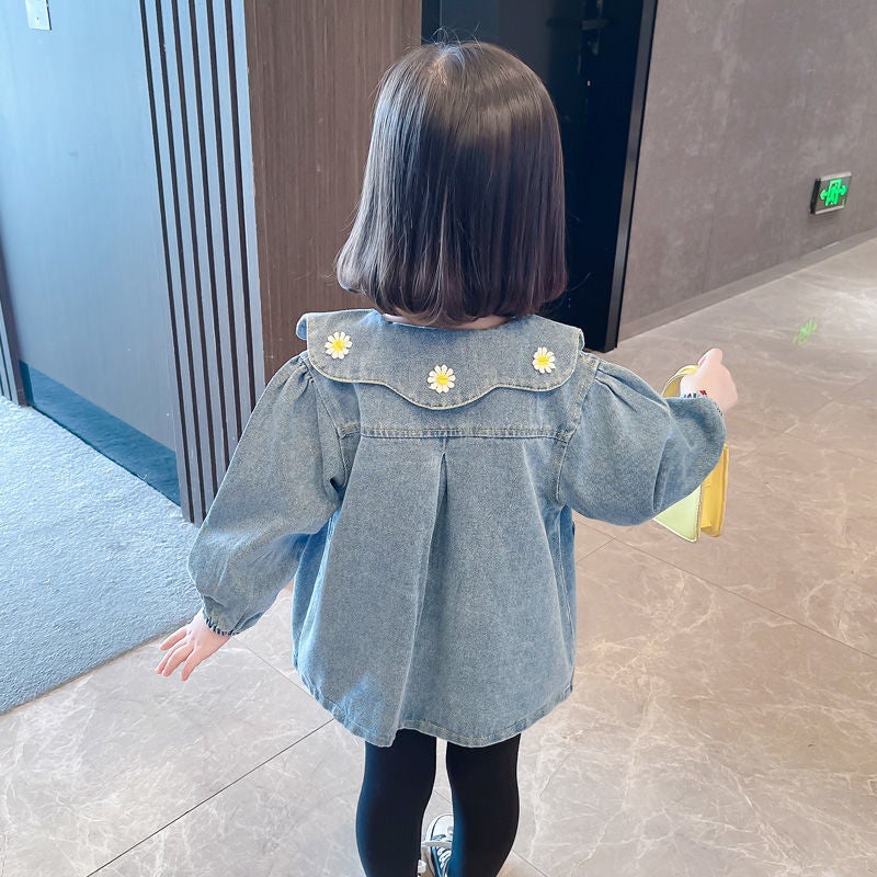 Girls Spring & Fall Fashionable And Versatile Casual Denim Windbreaker Jacket 1-6 Years Old Baby Korean Style Long-Sleeved Clothes Children'S Clothing 2 - Image 4