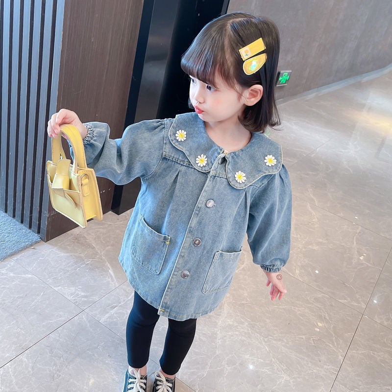 Girls Spring & Fall Fashionable And Versatile Casual Denim Windbreaker Jacket 1-6 Years Old Baby Korean Style Long-Sleeved Clothes Children'S Clothing 2 - Image 3