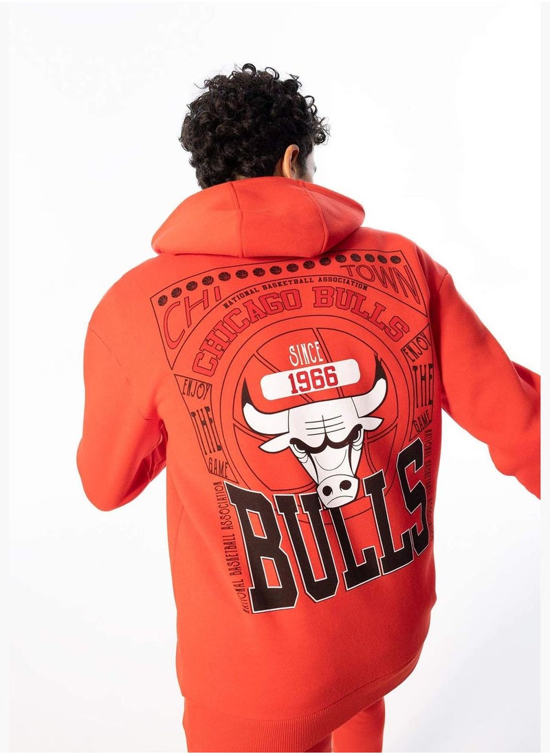 DeFacto Man NBA Chicago Bulls Licenced Hooded Long Sleeve Knitted Sweatshirt  - Image 1