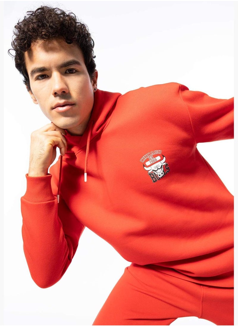 DeFacto Man NBA Chicago Bulls Licenced Hooded Long Sleeve Knitted Sweatshirt  - Image 2