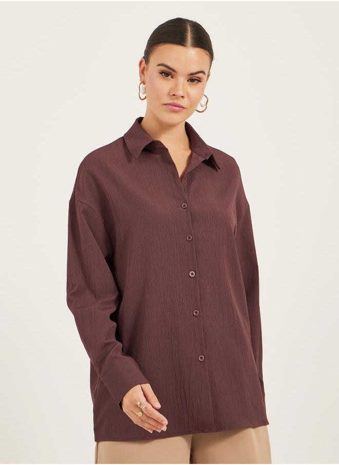 Styli - Textured Long Sleeve Oversized Shirt - Image 1