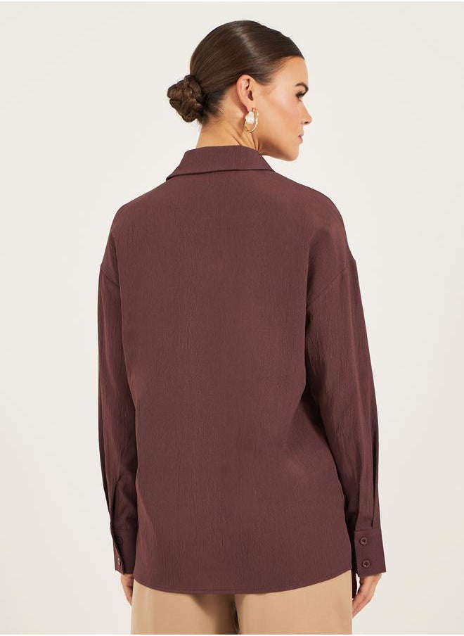 Styli - Textured Long Sleeve Oversized Shirt - Image 1