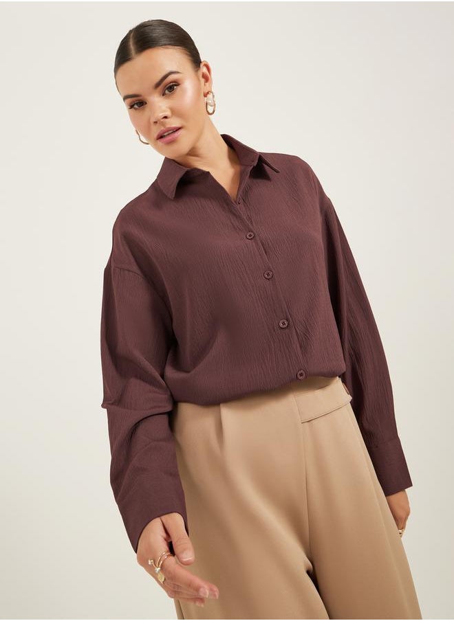 Styli - Textured Long Sleeve Oversized Shirt - Image 1
