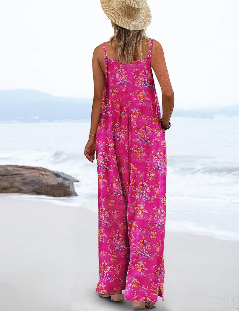 YESNO Women's Summer Casual Jumpsuits Wide Leg Overalls Floral Print Baggy Rompers with Pocket S PZZCR 26 - Image 3