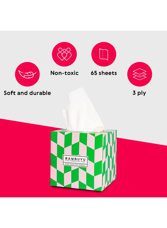 Bambuyu Bamboo 3 Ply Facial Tissues Cubes 65 Sheets Pack of 12  - Image 4