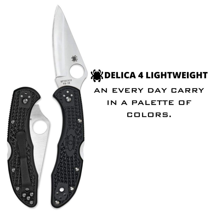 Spyderco سكين سبايدركو دليكا 4 خفيف الوزن بتوقيع مع شفرة فولاذية بطول 2.90" ومقبض FRN - حافة عادية - C11PBK - Image 2