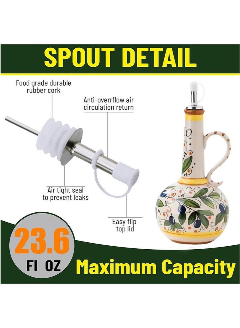 Forest Home Hand Painted Ceramic Olive Oil Dispenser Bottle 23oz With Spout Stainless Steel Spout Ceramic Oil Dispenser Decorative Stoneware Olive Oil Cruet For Kitchen Suitable For Oil Sauce Vinegar - Image 2