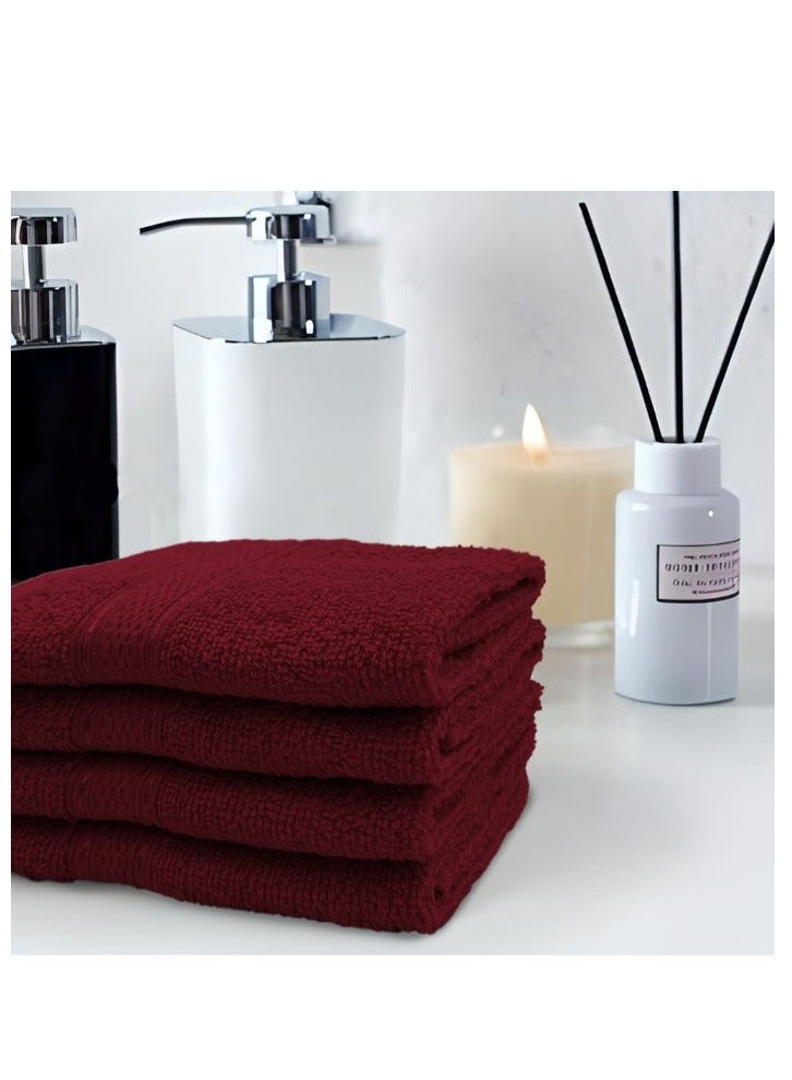 BYFT Daffodil(Burgundy) Premium Face Towel (30x30Cm-Set of 1) Cotton, Highly Absorbent and Quick dry, Hotel and Spa Quality Bath linen with Stripe Diamond Dobby-500Gsm - Image 1