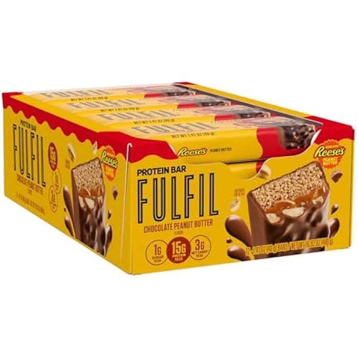 FULFIL Chocolate Peanut Butter Flavored Protein Bar Made with REESE's Peanut Butter, Gluten Free with 15g Protein, Pantry Staples, 12 Count - Image 2