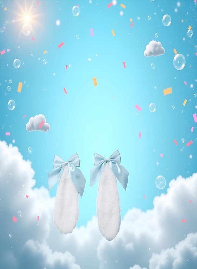 Tnyvm 1 Pair Blue Girls Bunny Plush Lop Ears Hair Clip Rabbit Furry Ears Ribbon Bow-knot Hair Clamp Hairpin Cosplay Headwear Easy to Wear Ornaments, Hair Accessories, Decorations - Image 4