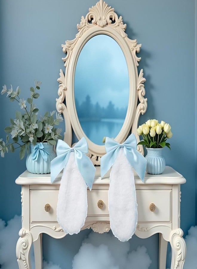 Tnyvm 1 Pair Blue Girls Bunny Plush Lop Ears Hair Clip Rabbit Furry Ears Ribbon Bow-knot Hair Clamp Hairpin Cosplay Headwear Easy to Wear Ornaments, Hair Accessories, Decorations - Image 3