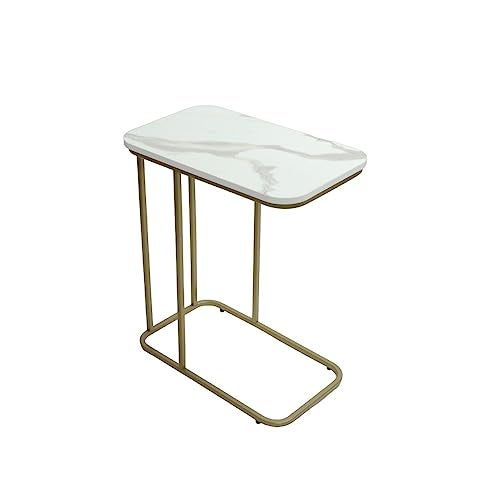 DECOWORLD|| Metal Side Table with Marble Finish Wooden Top for Living Room, Sofa or Bed Side Stand - Image 1