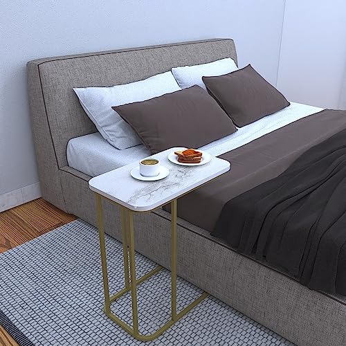 DECOWORLD|| Metal Side Table with Marble Finish Wooden Top for Living Room, Sofa or Bed Side Stand - Image 5