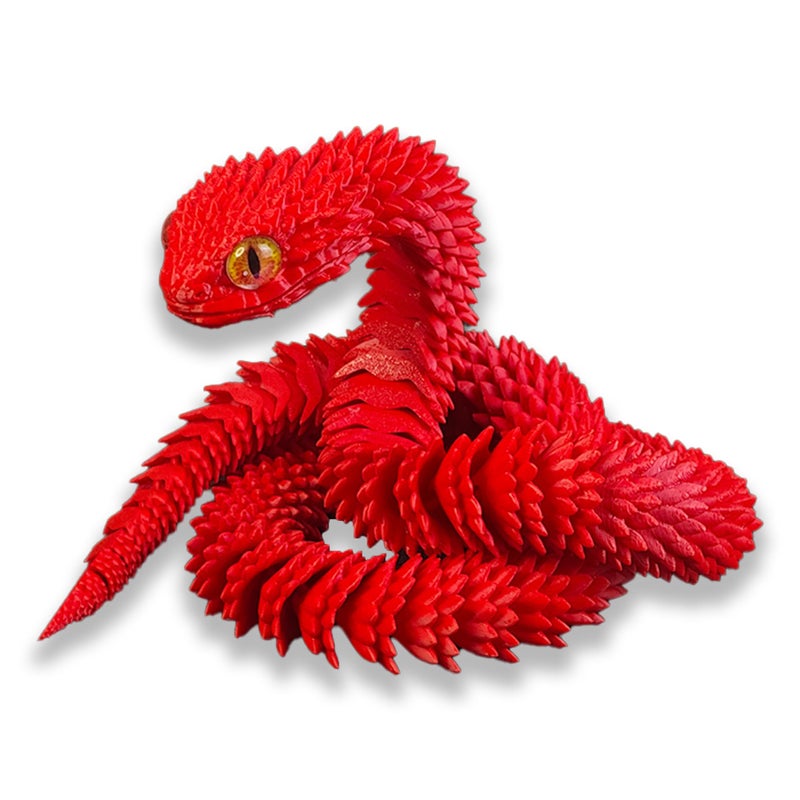 Binvin 3D Printed AnimalsSnake Viper3D Printed Snake Toys Articulated Snake 3D Printed Animals Animal Model Ornaments Creative Funny Toy Festival Gift for Frends Red 24Inch - Image 3