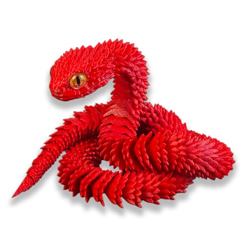 Binvin 3D Printed AnimalsSnake Viper3D Printed Snake Toys Articulated Snake 3D Printed Animals Animal Model Ornaments Creative Funny Toy Festival Gift for Frends Red 24Inch - Image 1