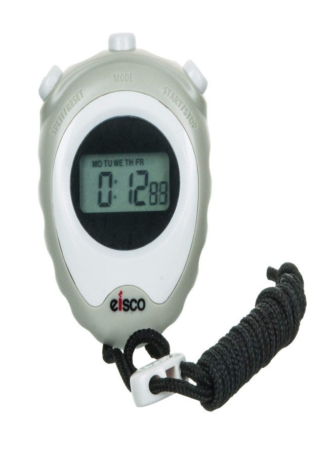EISCO LCD Digital Stopwatch - 1/100 Sec Precision Timer, Lap/Split Function, Alarm, 12/24 Hour Format, Chime, Water-Resistant, Ideal for Sports, Running, Training, Science Lab & Physics Experiments - Image 1