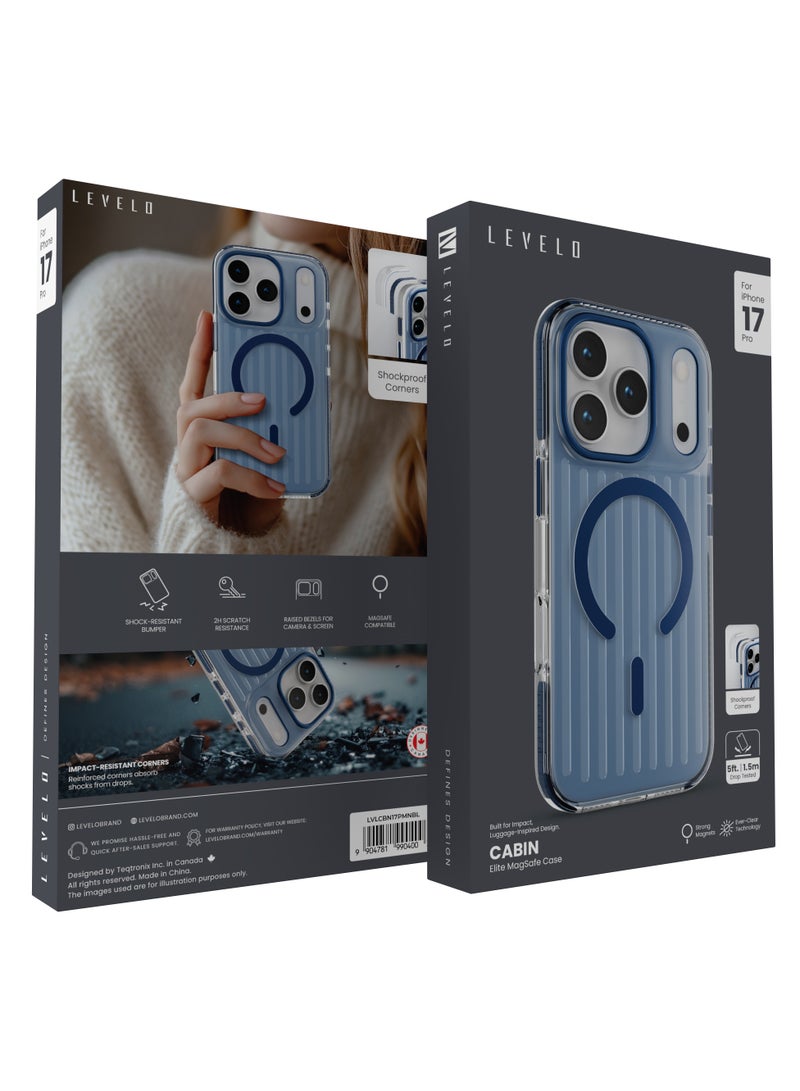 ليفيلو جراب MagSafe لهاتف iPhone 17 Pro مع حماية من الخدش 2H / حواف مرتفعة للكاميرا والشاشة / غطاء خلفي مقاوم للصدمات بزوايا مقاومة للصدمات - أزرق داكن - Image 3