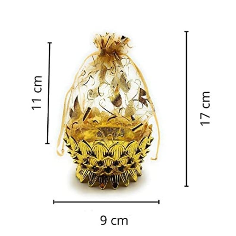 VRB DecTM 12pcs chocolate box Plastic Wedding organisers storage box Candy Jars/Storage Boxes Gift Boxes for Wedding Baby Shower Christmas Birthday Party Dry Fruits (Pack of 12 Pcs, Lotus Golden) - Image 2