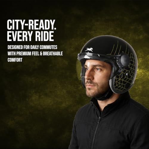 TVS Cruisetown Open Face Helmet � Stylish & Safe Half Face Helmet for Riders | ISI & DOT Certified | Premium Protection for Men & Women | Comfortable, Durable & Lightweight Design with Visor (Black/L) - Image 2