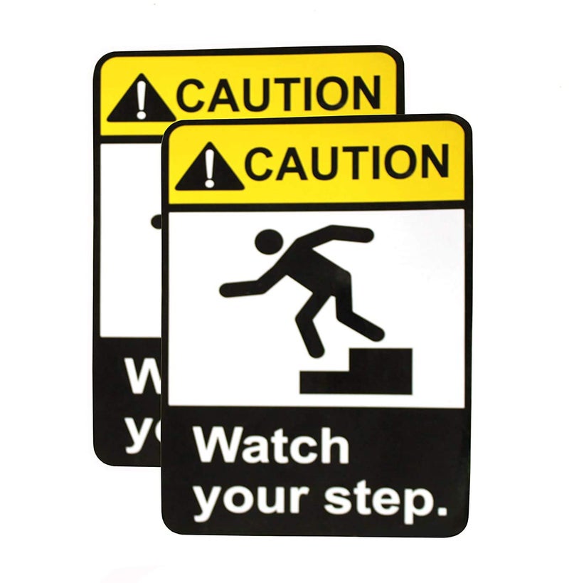 eSplanade Caution Watch Your Step Warning Sign Sticker Decal - Easy to Mount Weather Resistant Long Lasting Ink (Size -7.5"x5.5") - Image 4
