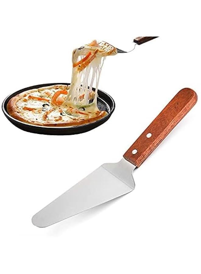 TRASSLE Stainless Steel Pizza Peel Set, Round Heat-resisting Pizza Paddle with Non-Slip Wood Handle, Pizza Peel Pad Stainless Pizza Spatula for Baking Homemade Pizza and Bread - Image 3