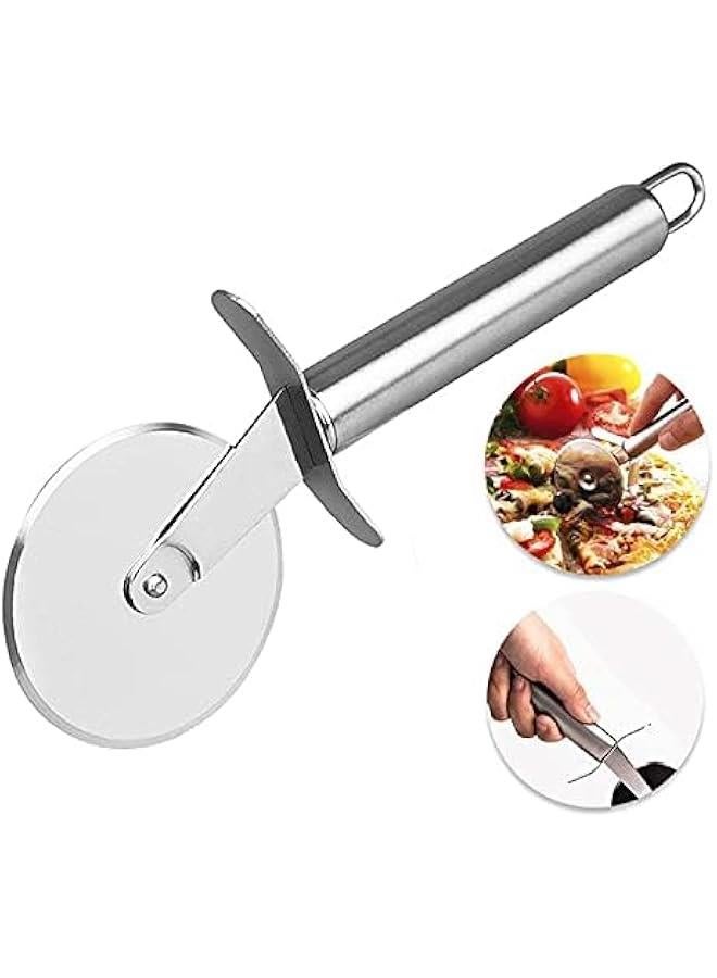 TRASSLE Stainless Steel Pizza Peel Set, Round Heat-resisting Pizza Paddle with Non-Slip Wood Handle, Pizza Peel Pad Stainless Pizza Spatula for Baking Homemade Pizza and Bread - Image 4