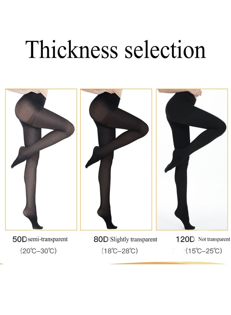 YOUGE 2Pcs Transparent Kylon Compression Stockings 80D Opaque Tights For Women - 80 Denier Pantyhose Solid Tights Black - Image 4