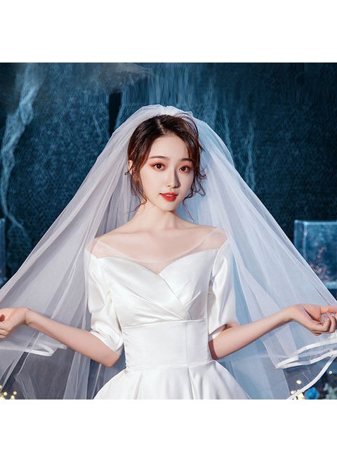 Elegant Bridal Sheer Veil with Trimmed EdgeZhang Xinyu with 80 points can cover the Swiss net Zhang Xinyu with 80 points can cover the Swiss net