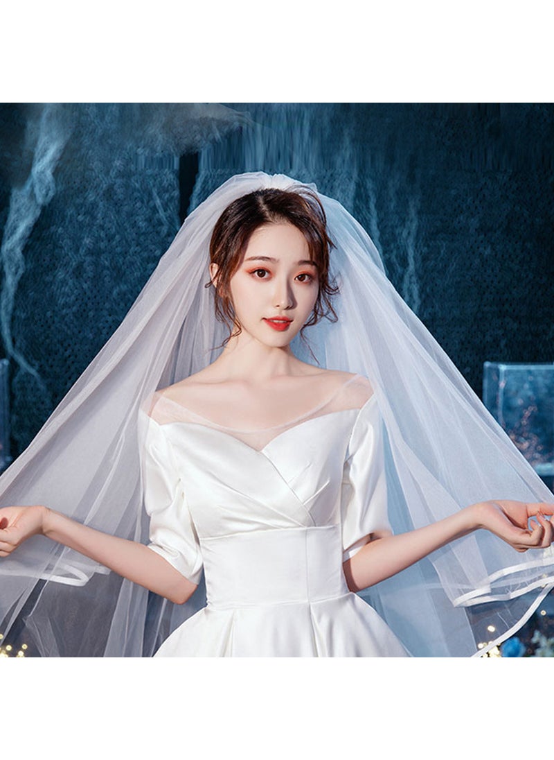 Generic - Elegant Bridal Sheer Veil with Trimmed EdgeZhang Xinyu with 80 points can cover the Swiss net Zhang Xinyu with 80 points can cover the Swiss net - Image 1