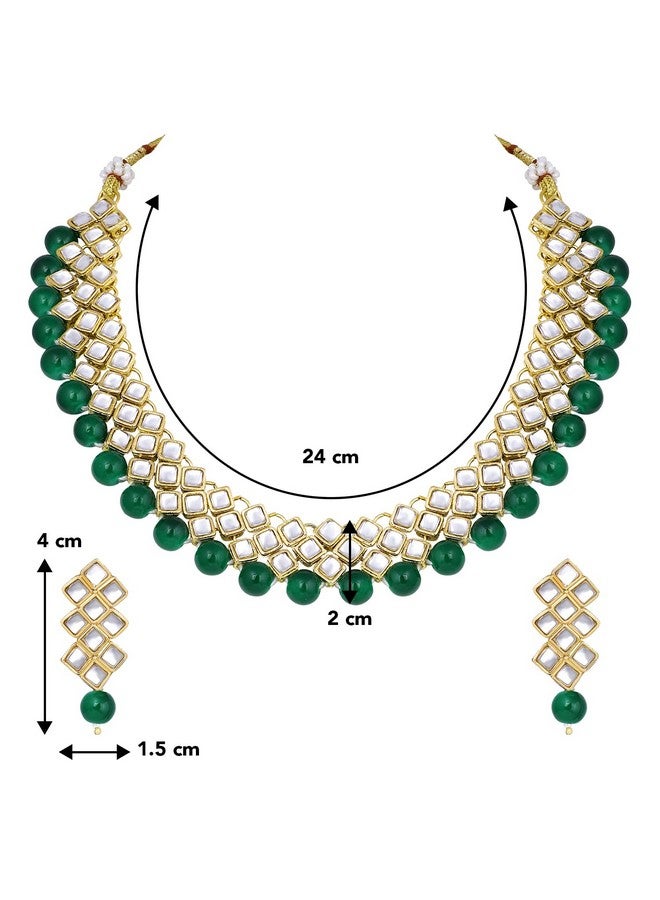 Peora Gold Plated Indian Ethnic Kundan Pearl Fancy Bridal Traditional Choker Necklace Jewellery Set with Earrings for Women - Image 4