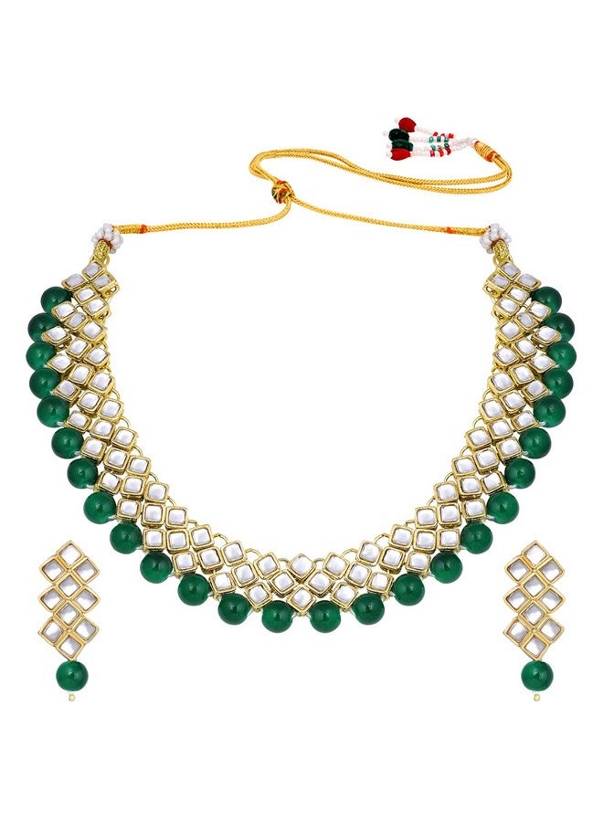 Peora Gold Plated Indian Ethnic Kundan Pearl Fancy Bridal Traditional Choker Necklace Jewellery Set with Earrings for Women - Image 5