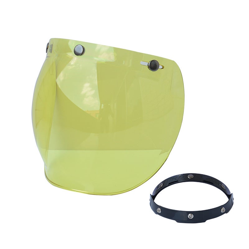 Generic New Bubble Visor Retro Harley Helmet Yellow